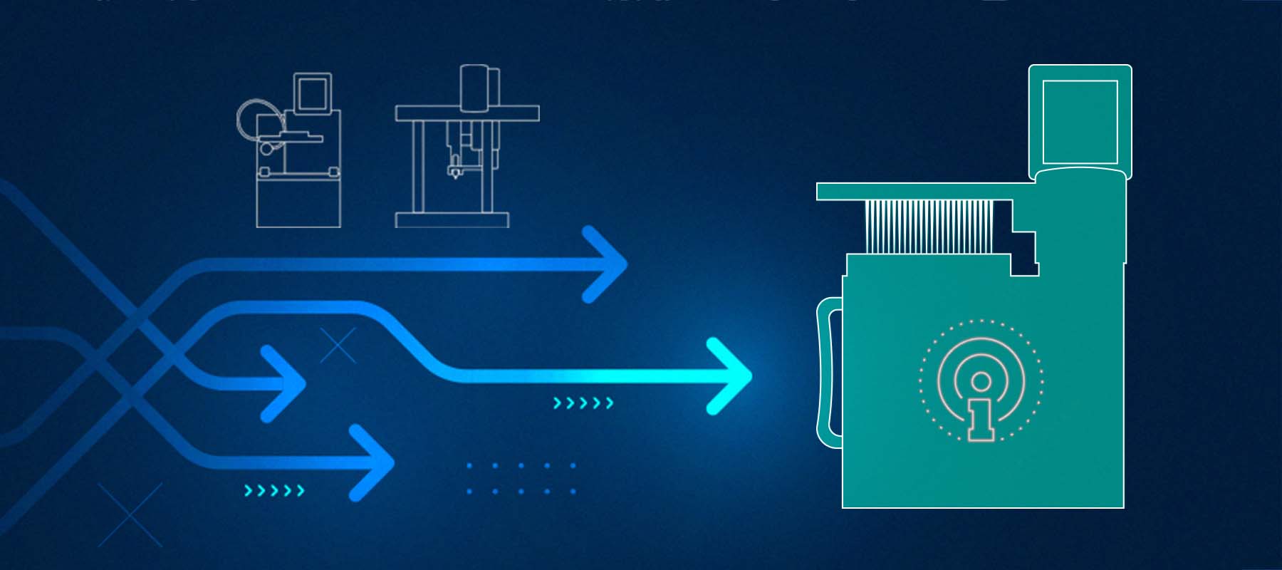 Illustration of design tree and instrument for article on lab automation examples.