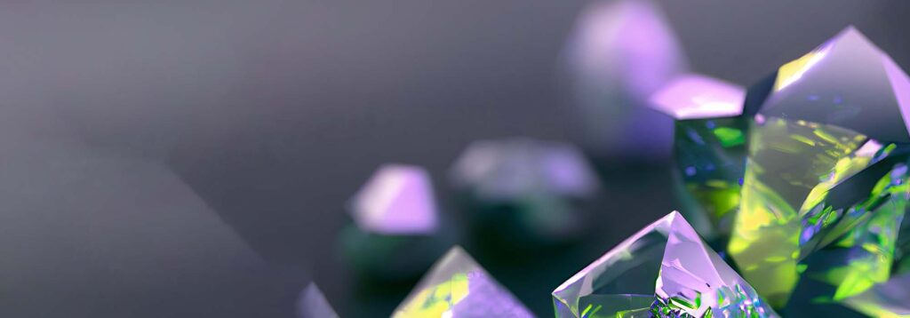 Photo illustration of protein crystals for article on Protein Crystallography